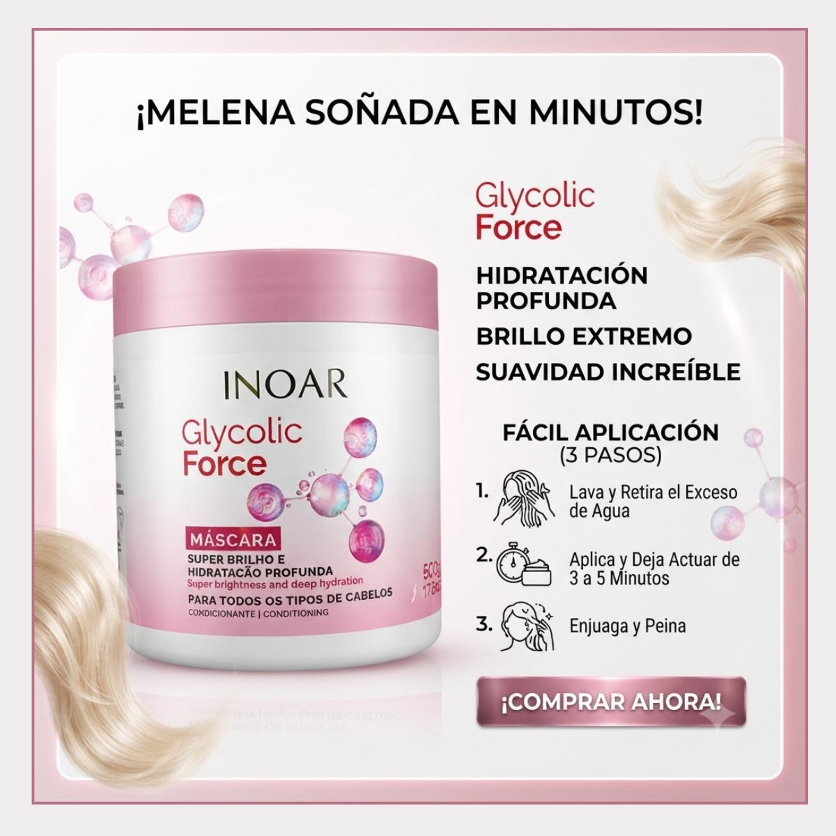 Mascara Glycolic Force 500 g Inoar