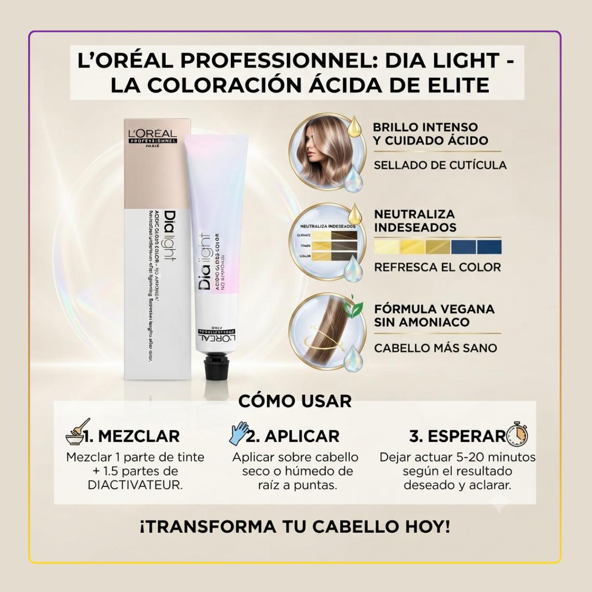 Tintura LP Dia Lights 9.82 Rubio Claro Moca Irizado 60 ml
