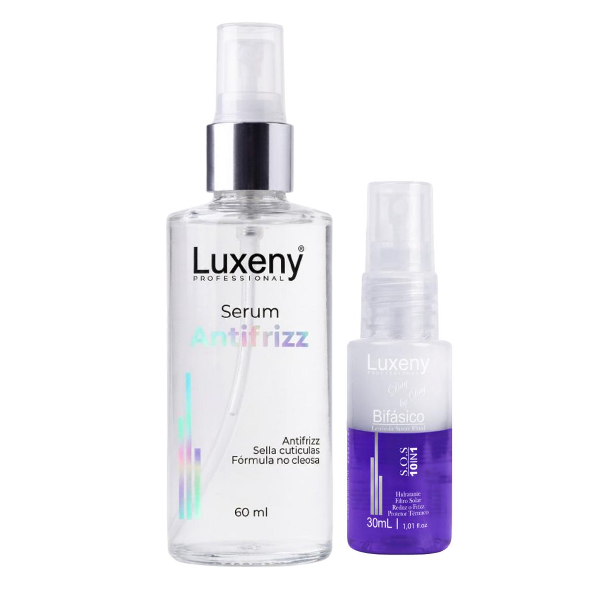 Serum Antifrizz 60 ml y Spray Bifásico 10en1 30ml Luxeny